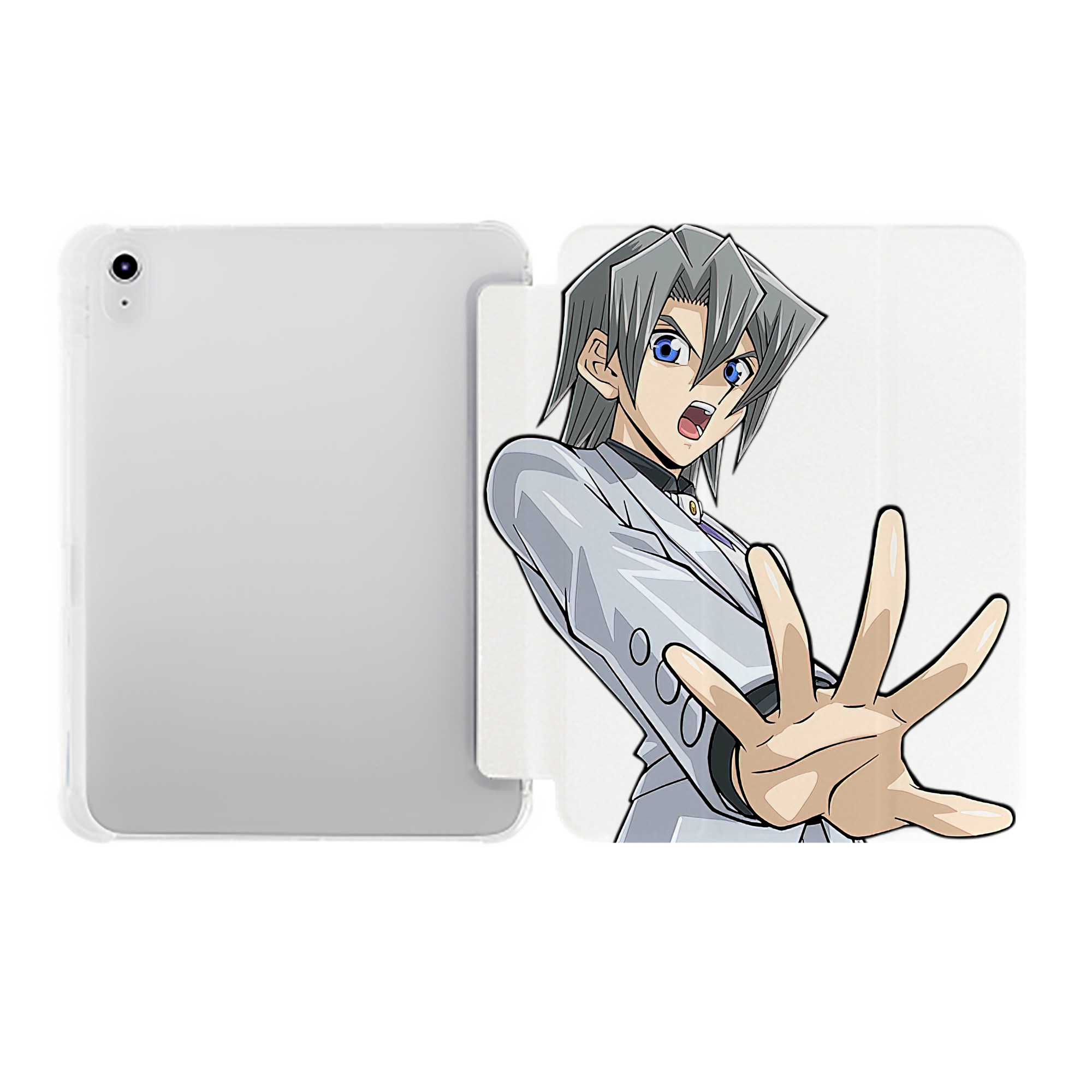 （画像用） 遊☆戯☆王 Yu-Gi-Oh! IPad ケース ペン収納付き 三つ折りスタンド PUレザー×シリコン 対応機種9.5/10.5/10.9インチ